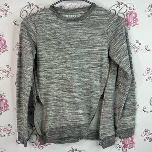 Amnesia sweater top double zippers zip up detail Heather Gray Crewneck Sweater